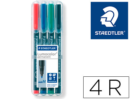 4 rotuladores retroproyección Staedtler Lumocolor 317 punta fina tinta color